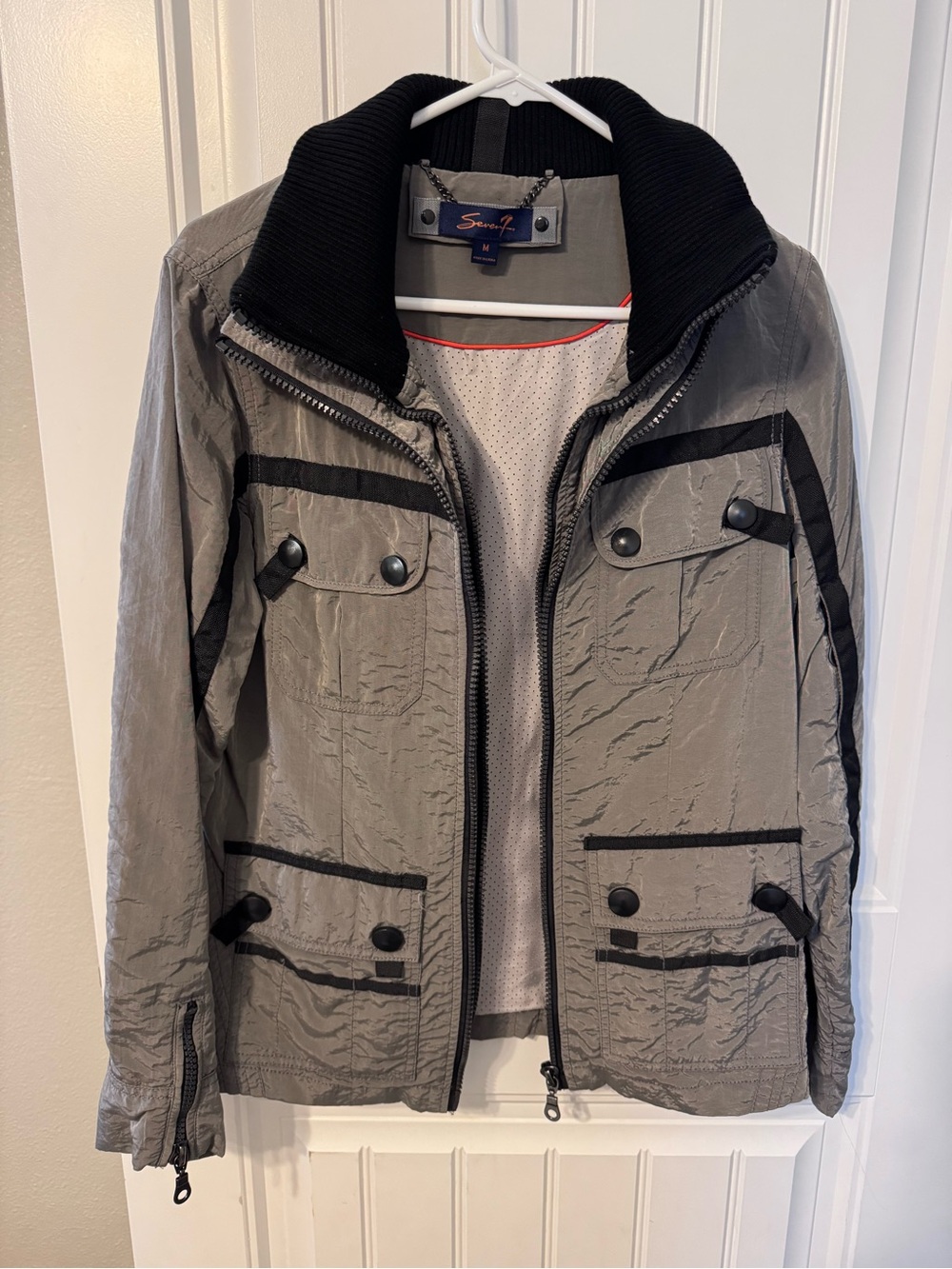 Slate Gray Women’s Lightweight Jacket with Black Trim